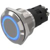 EAO 82-6152.1124 Illum PB Mom. 22.5mm St.Steel flush/flat ring blue 24V screw