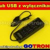 Hub USB 2.0 / 4 porty / aktywny / z wyłącznikami