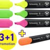 Schneider Schreibgeräte Marker do tekstu Textmarker Job 4er Etui sortiert, 3+1 Aktion 115094 4 szt.