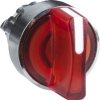 Toggle switch, illuminable, latching, waistband round, red, front ring silver, 2 x 90°, mounting Ø 22 mm, ZB4BK1243