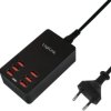 USB desktop charger, Euro plug to 6x USB-A socket, 6.4 A, black