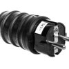 Wtyczka gumowa 10/16A 250V 2P+Z IP44 czarna P0050