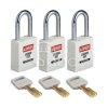 Kłódka LOTO SafeKey nylonowa, szekla stalowa 38 mm, biała (3 szt.), 150340