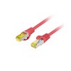 Patchcord kat.6A S/FTP LSZH CU 1M czerwony Fluke Passed Lanberg