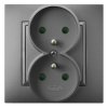 ARIA Gniazdo podwójne z/u z przesłonami torów prądowych szary mat GP-2UZP/70