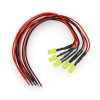 Dioda LED 5mm 12V z rezystorem i przewodem - żółta - 5szt.