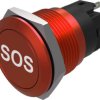 Vandal-proof pushbutton, red, unlit , mounting Ø 19 mm, IP65/IP67, 82-5751.1000.B015