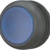 Pushbutton, illuminable, groping, waistband round, blue, front ring black, mounting Ø 22.5 mm, 216932