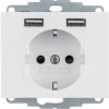 K.1 Gniazdo schuko z gniazdem ładowania USB 2,4 A samozaciski biały połysk 48037009 HAGER
