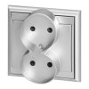 Gniazdo podwójne p/t 2x2P Luna, 16A, 250V, PT-5LR, srebrny,OR-OE-7606/2P/G