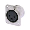XLR panel socket, 3 pole, silver-plated, 2.5 mm², AWG 14, zinc die casting, NC3FDM3-L-1