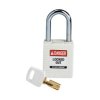 Kłódka LOTO SafeKey nylonowa, szekla stalowa 38 mm biała, 150367