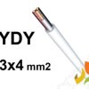 Przewód YDY żo 3x4 mm2 (450/750V) instalacyjny okrągły biały NYM-J (bębnowy) PC0403110 PRYSMIAN