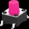 Short-stroke pushbutton, 1 Form A (N/O), 50 mA/24 VDC, unlit , actuator (pink), 260 g, SMD, 1-1977223-9