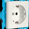 10.300.215 Wall socket RA with contact protection V1/J1/D1, matt alpine whi