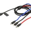 Kabel Usb 2.0 1,2M Czarny, Czerwony, Niebieski Tekstylny 3,5A Camlt-Bsy01