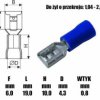 1x konektor 4,8mm żeński niebieski na kabel 1,5-2,5mm2 izolowany do...