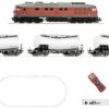 Pociąg towarowy Roco 51340 H0 z21 start cyfrowy zestaw lokomotywy spalinowej BR 232 z wagonami cysternami DB-AG