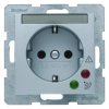 Gniazdo SCHUKO z ochroną przepięciową i polem opisowym alu B.1/B.7 Glas 41081404
