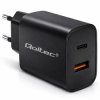 Qoltec Ładowarka GaN POWER PRO 1xUSB-C 1xUSB 30W 5-20V 1.5-3A Czarna