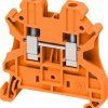 Terminal block, 2 pole, 0.2-4.0 mm², clamping points: 2, orange, screw connection, 32 A, NSYTRV42AR