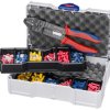 Cable connector assortment, flat receptacles/cable lugs/butt connectors/round receptacles/round plugs/1x crimping pliers, 300 pi