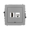DECO Mechanizm gniazda HDMI 2.0, 4K + gniazda komp. poj. 1xRJ45, kat. 6A, 8-stykowy, bez pola opisowego szary mat 27DGHKBO-46A