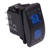 Blue illuminated (On)-Off-(On) Momentary Automotive Rocker Switch DPDT 10A 12-24V