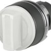 Toggle switch, 3 switching positions, illuminable, groping, waistband round, white, front ring black, 2 x 45°, mounting Ø 22.3 m