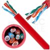 Kabel sieciowy U/UTP kat.5 skrętka 4x2x0,58mm wewnętrzny PVC czerwony linka Telegärtner