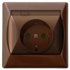 AKCENT Gniazdo hermetyczne z uziemieniem schuko IP-44 z przesłonami torów prądowych wieczko przezroczyste brązowy GPH-1ASP/24/d