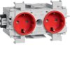 Gniazdo Schuko 2-kr wtyk zacisk.mont.front czer GS20013020