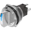 Selector switch, illuminable, latching, 1 Form C (NO/NC), waistband round, blue, front ring silver, 90°, mounting Ø 22 mm, 82-61