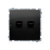 Simon Basic Gniazdo telefoniczne RJ11 podwójne (moduł). Montaż gniazda na wkręty do puszki czarny BMTF2.02/49