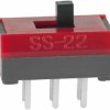 Slide switch, On-On, 2 pole, straight, 100 mA/30 VDC, SS22SDP2