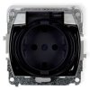 TREND Gniazdo bryzgoszczelne z/u SCHUKO (klapka dymna) srebrny 5GPB-1sdp