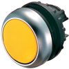 Pushbutton switch, unlit, latching, waistband round, yellow, front ring silver gray, mounting Ø 22.5 mm, 216621