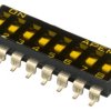 Przełącznik DIP 8-pozycyjny SPST SMD 100 mA przy 50 V DC (liniowy), 25 mA przy 24 V DC (impulsowy) -20 → +85°C