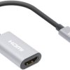 MANHATTAN 4K@60Hz USB-C do HDMI Adapter USB 3.2 typu C męski na HDMI żeński aktywny konwerter aluminium kosmiczna szaroś