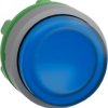 Pushbutton, for universal LED, illuminable, waistband round, blue, front ring light gray, mounting Ø 22 mm, ZB5AW163C0
