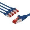 Cat 6 Kabel Krosowy, S/Ftp (Pimf), 1 M, Niebieski, Zestaw 5 - Długość Kabla 1 M