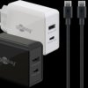79644 USB charger, 30 W, 1x USB-A, 1x USB-C, set of 2, black, white