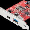 PEXUSB311AC3 PCle x 4 > 1x external USB 3.1 Type-A, 1x Type-C