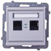 SONATA Gniazdo komputerowe podwójne 2xRJ45 kat.5e srebro mat KRONE GPK-2R/K/m/38