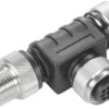 Adapter, M20 (5 pole, socket/plug) to M12 (5 pole, socket), T-shape, 1009370000