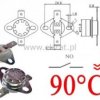 Termostat bimetaliczny 250VAC 10A 90°C poziomy NO