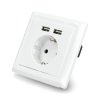 Gniazdo podtynkowe 230V pojedyncze z dwoma portami USB 2.1A Schuko - białe