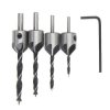Wood Drill Bits with Milling Countersinks - 4 pcs Set - for Wood and Plastic