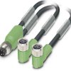 Kabel do czujników/elementów wykonawczych Phoenix Contact SAC-3P-M8Y/2X3,0-PUR/M 8FR 1458732, złącze męskie M8, proste,