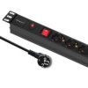 Qoltec Listwa zasilająca PDU antyprzeciążeniowa do RACK 19 1U 16A 6xSCHUKO 2m